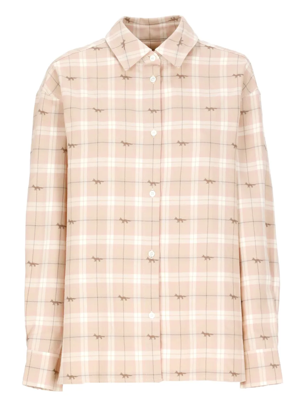 Maison Kitsuné Geruit katoenen blouse Roze