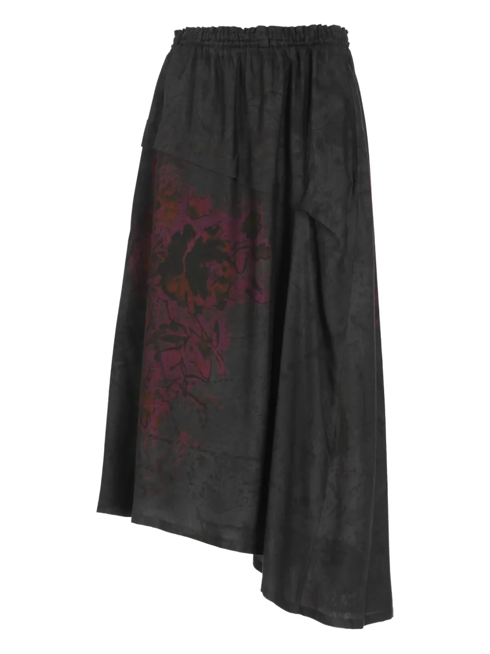 elastic-waist asymmetric skirt