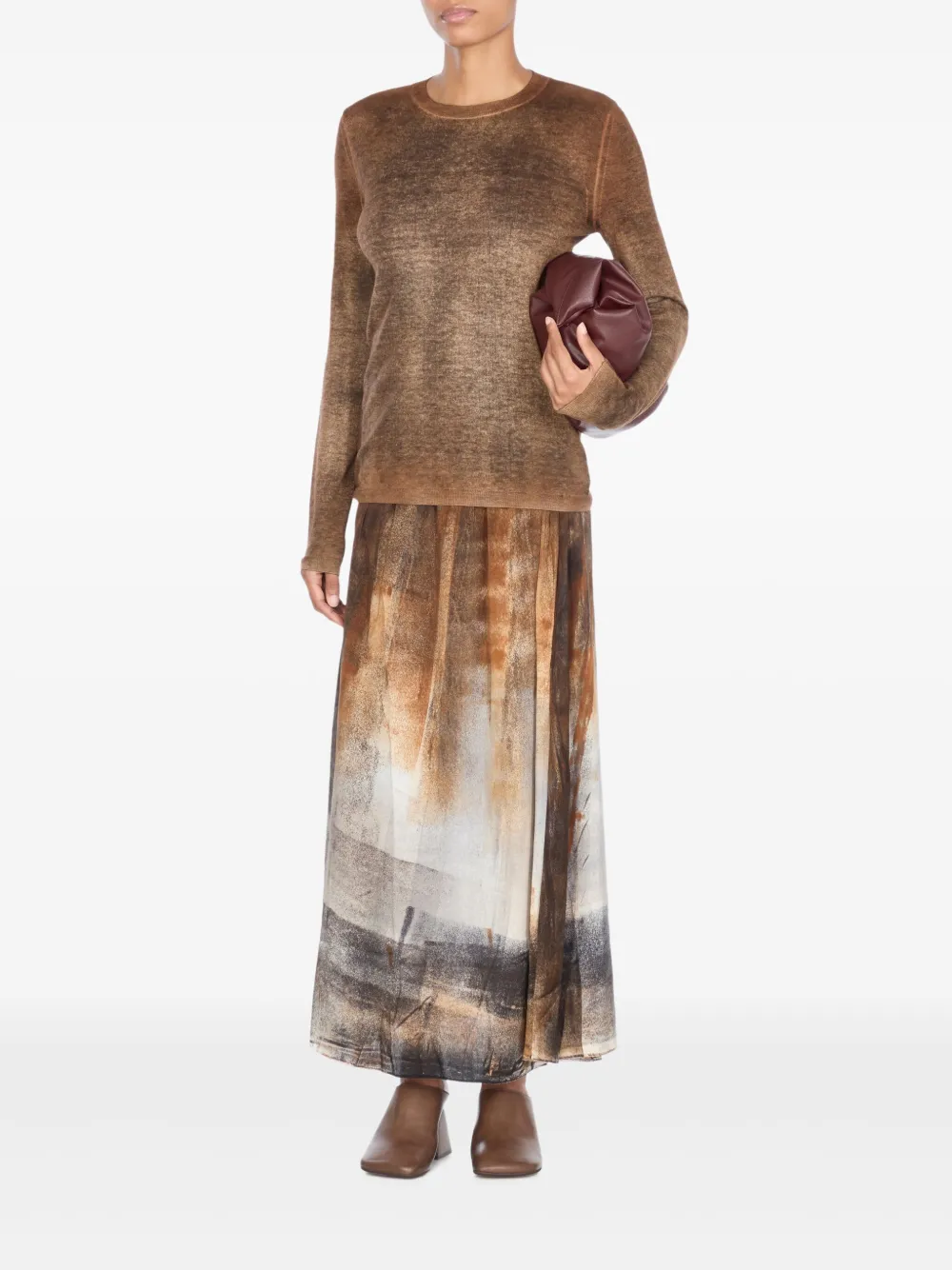 Avant Toi graphic-print elasticated-waist skirt - Bruin