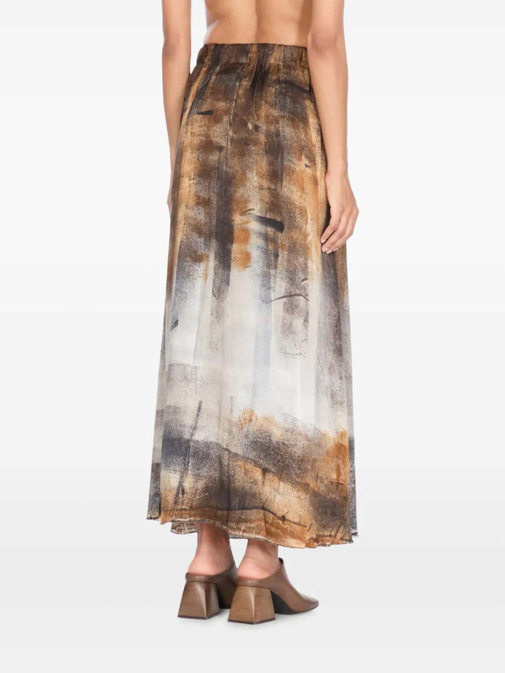 Avant Toi Rok met elastische taille en grafische print Bruin