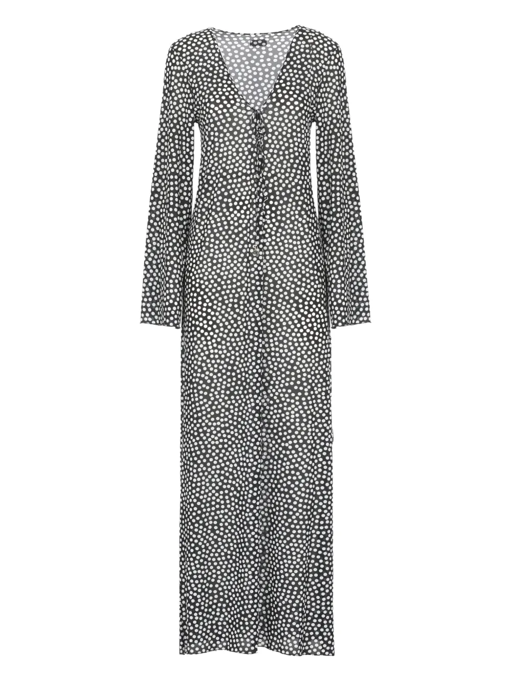 polka-dot V-neck maxi dress