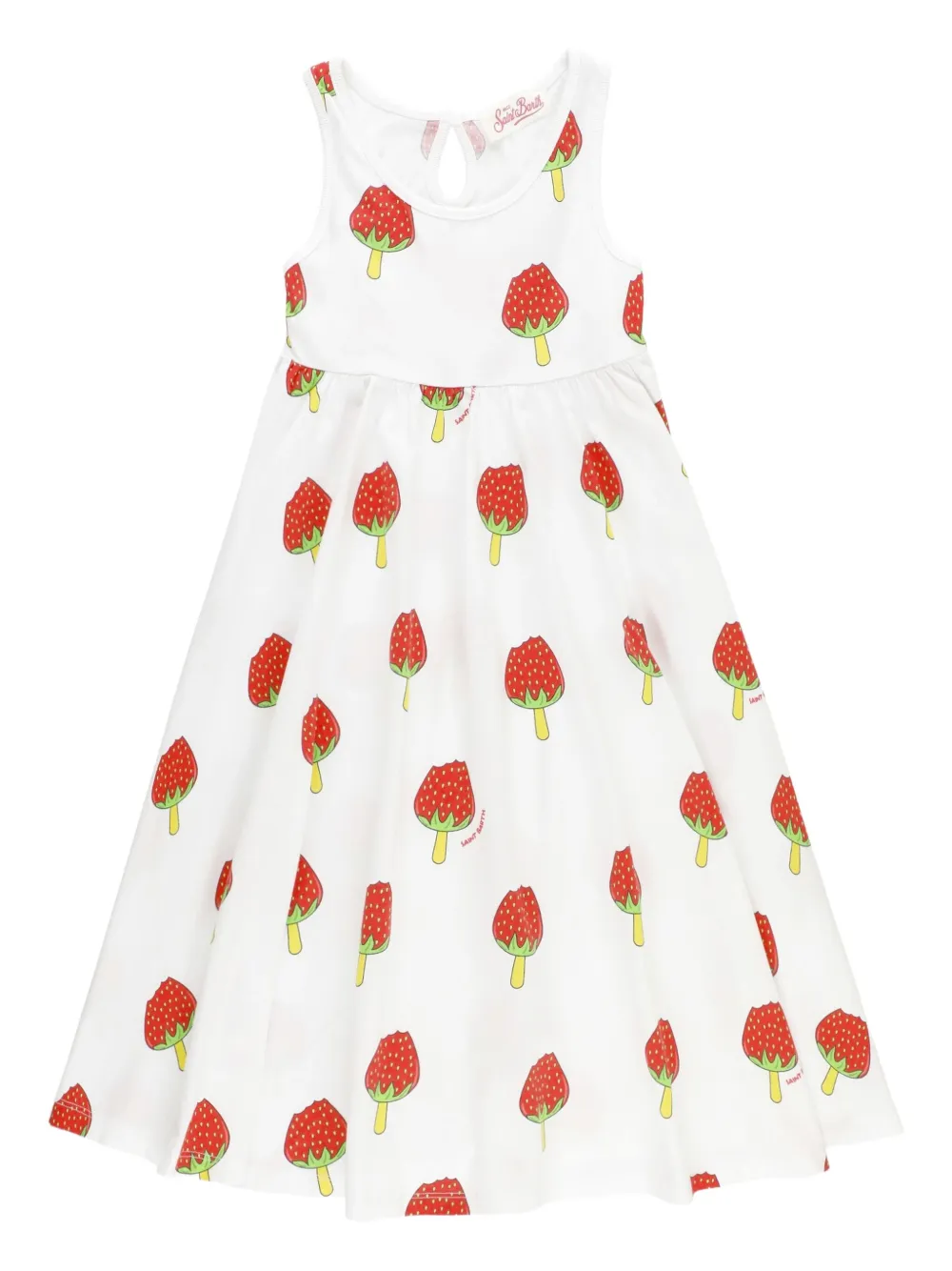 MC2 Saint Barth Kids Masha jurk met aardbeienijs-print Wit
