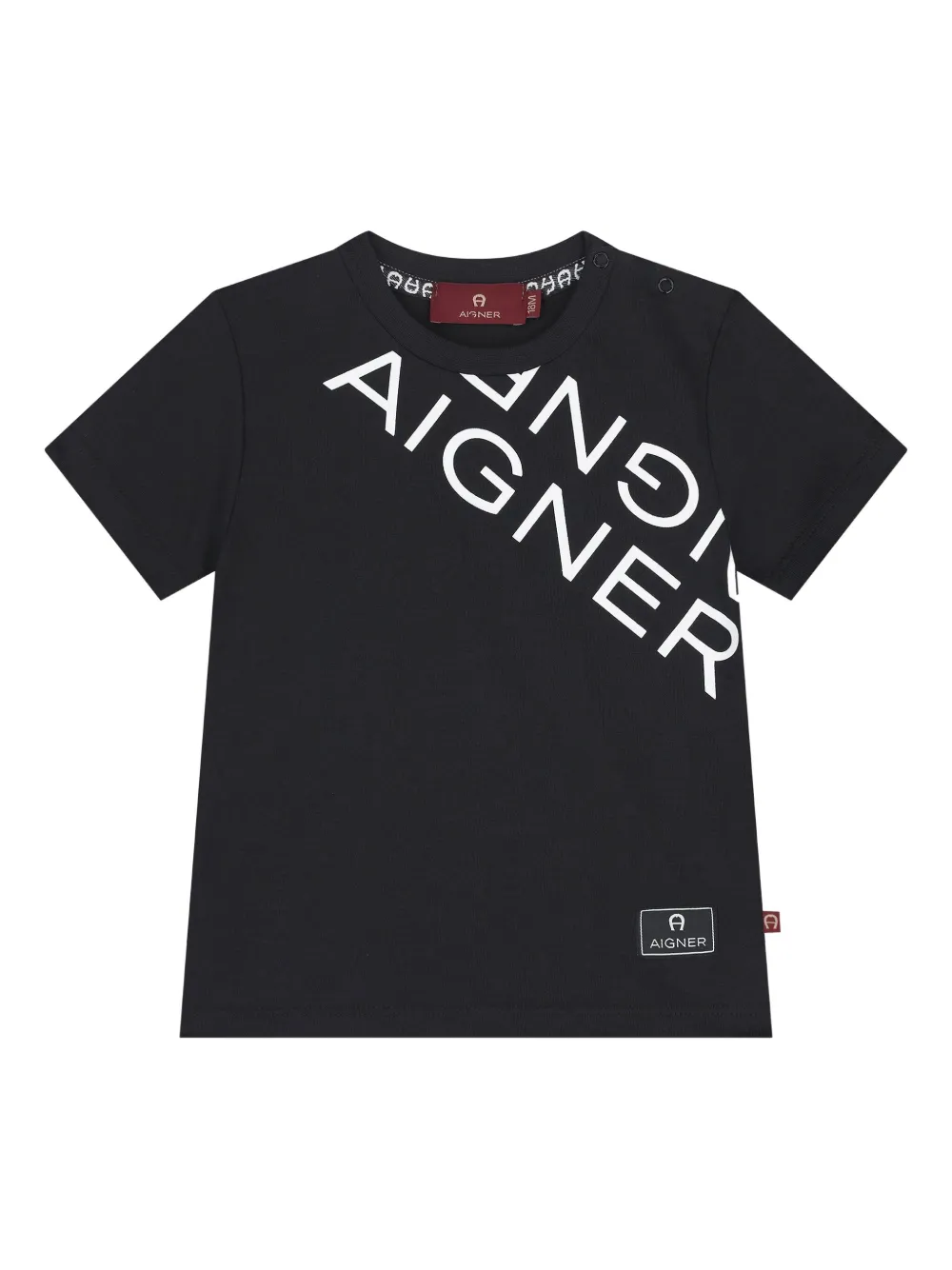 Aigner Kids diagonal-logo T-shirt Zwart