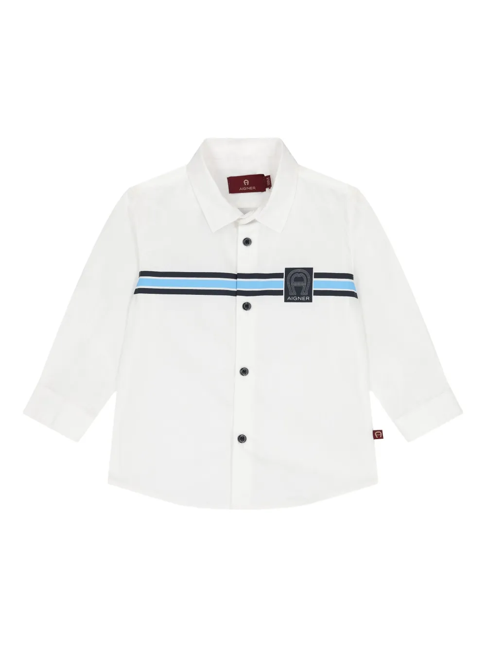 Aigner Kids ロゴストライプ シャツ - ホワイト Aigner Kids ロゴストライプ シャツ - ホワイト