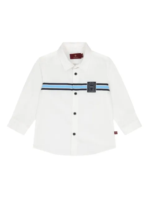 Aigner Kids logo-stripe cotton shirt