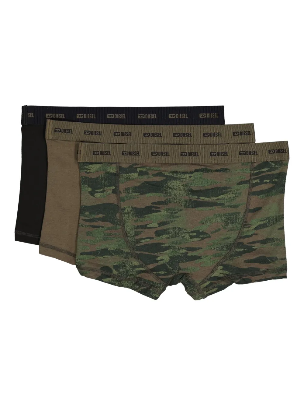 Diesel Drie geweven boxershorts met logoband Zwart