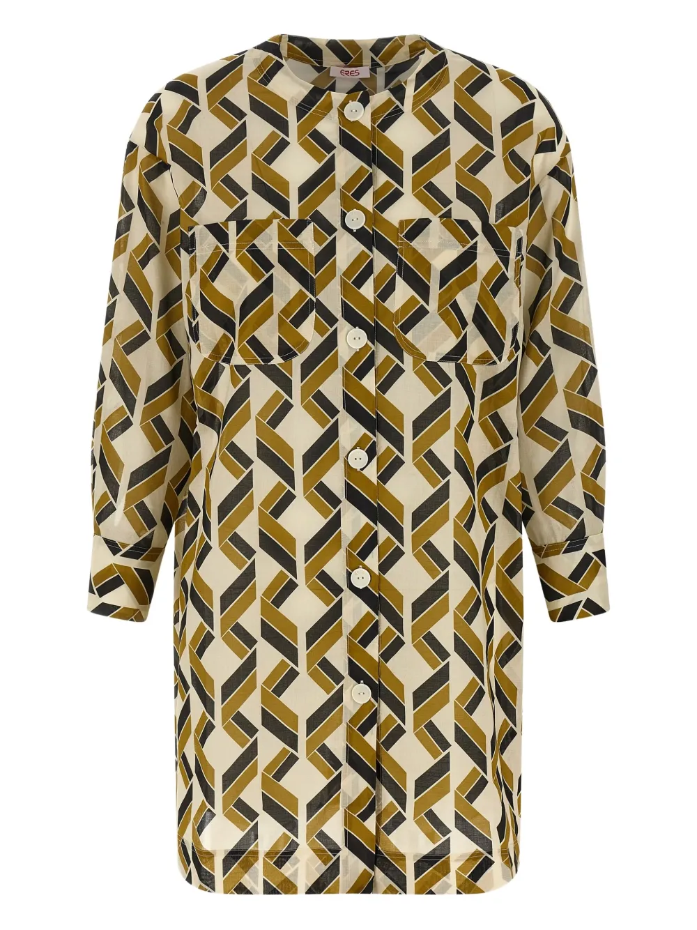 geometric-print cotton mini dress