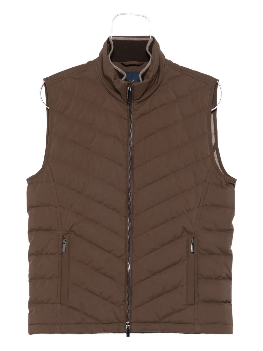 Paul & Shark Quilted Zip-front Gilet In Brown