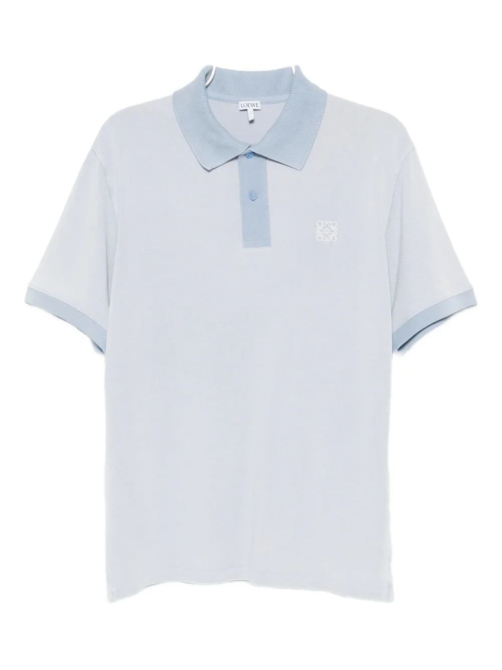 Loewe Cotton Polo Shirt With Anagram Embroidery In Blue