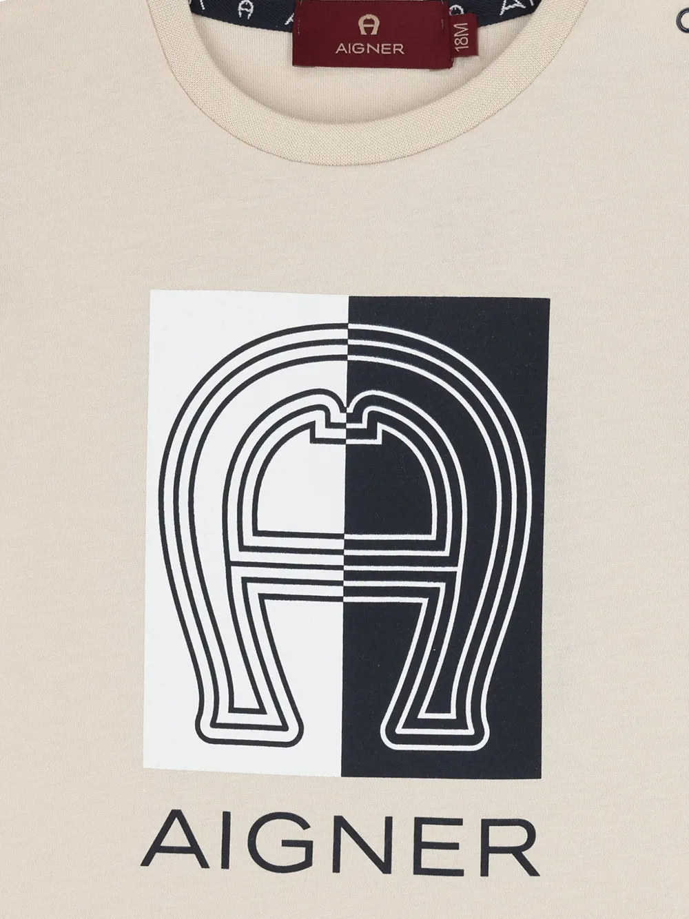 Aigner Kids T-shirt met logoprint Beige