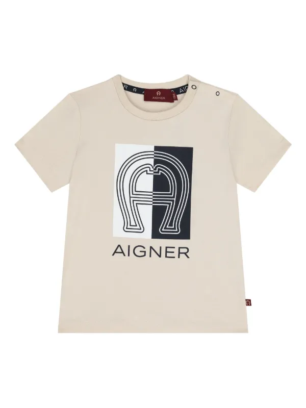 Aigner Kids logo-print T-shirt Neutrals FARFETCH BN