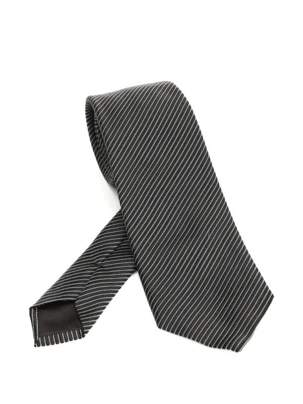 Giorgio Armani ブラック ストライプ ネクタイ Giorgio Armani ストライプ ネクタイ | ブラック | FARFETCH JP
