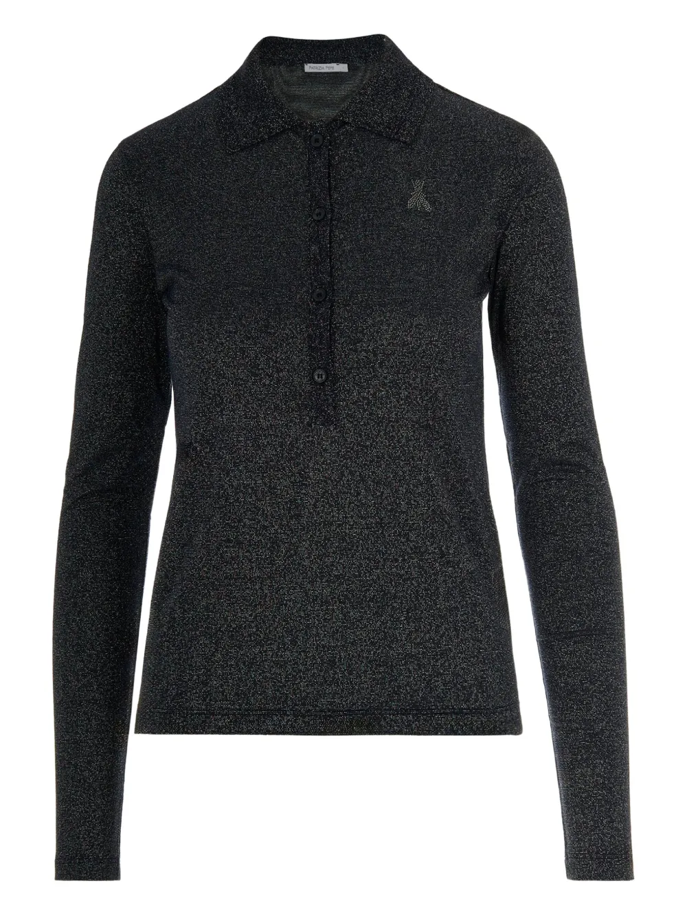 glitter-embellished polo top