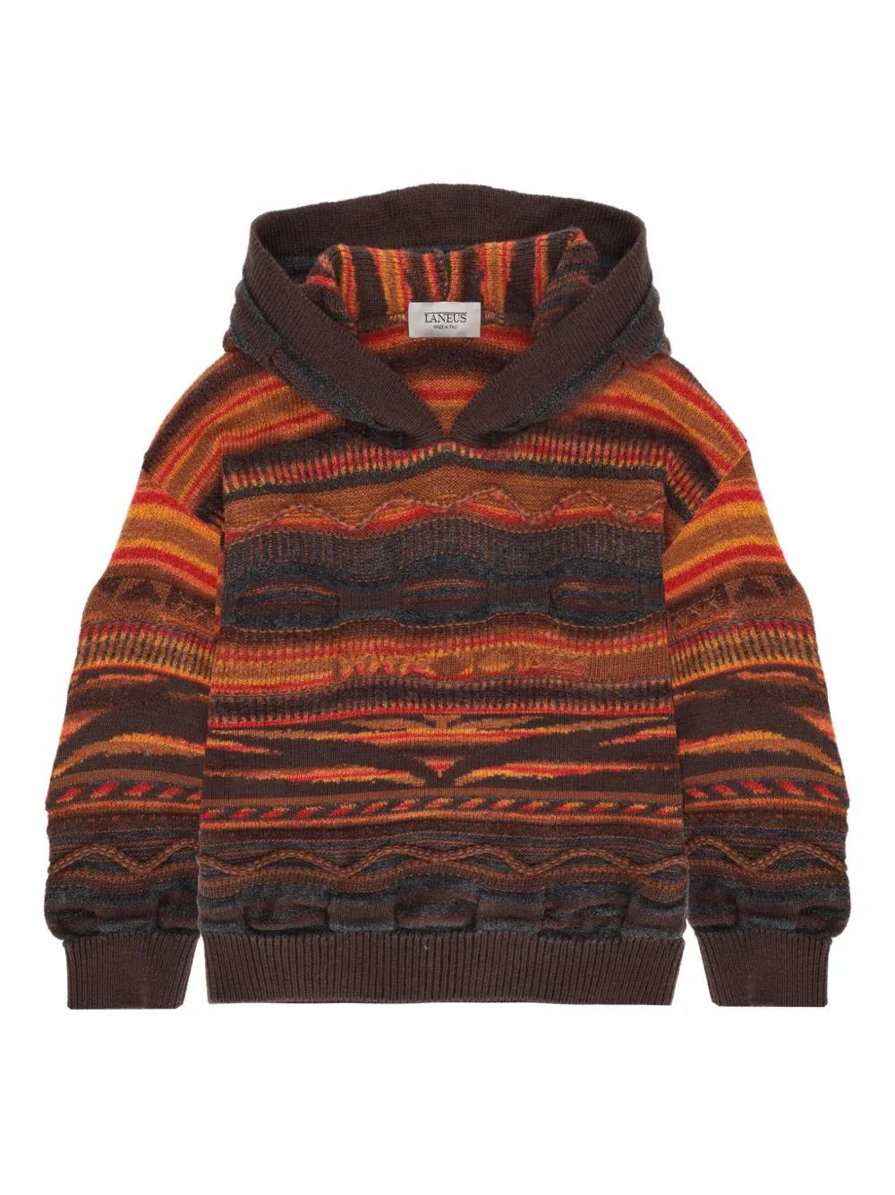 Laneus multicolor knitted hoodie | Brown | Image 1