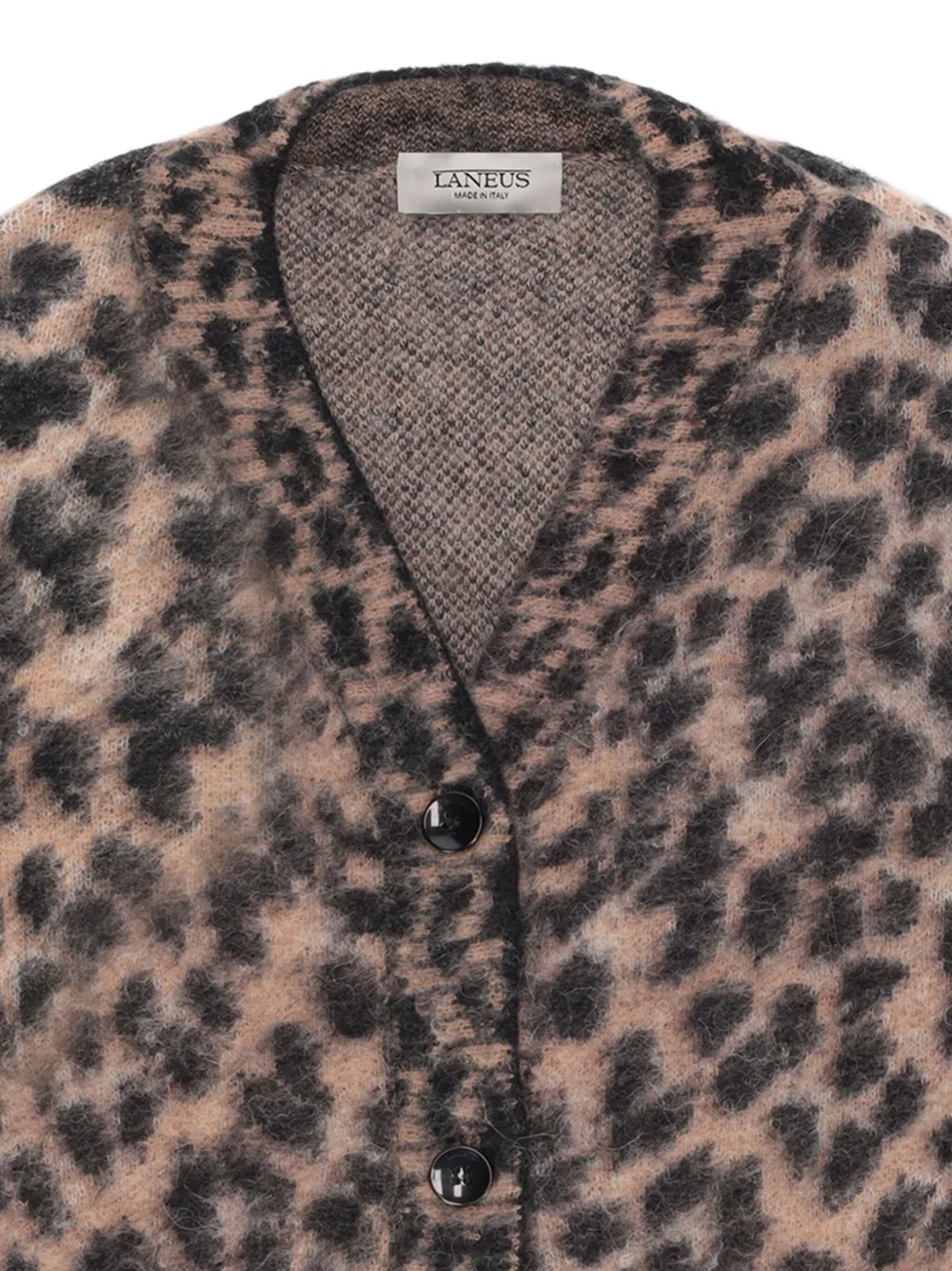 Laneus Leopard Knitted Cardigan In Animal Print