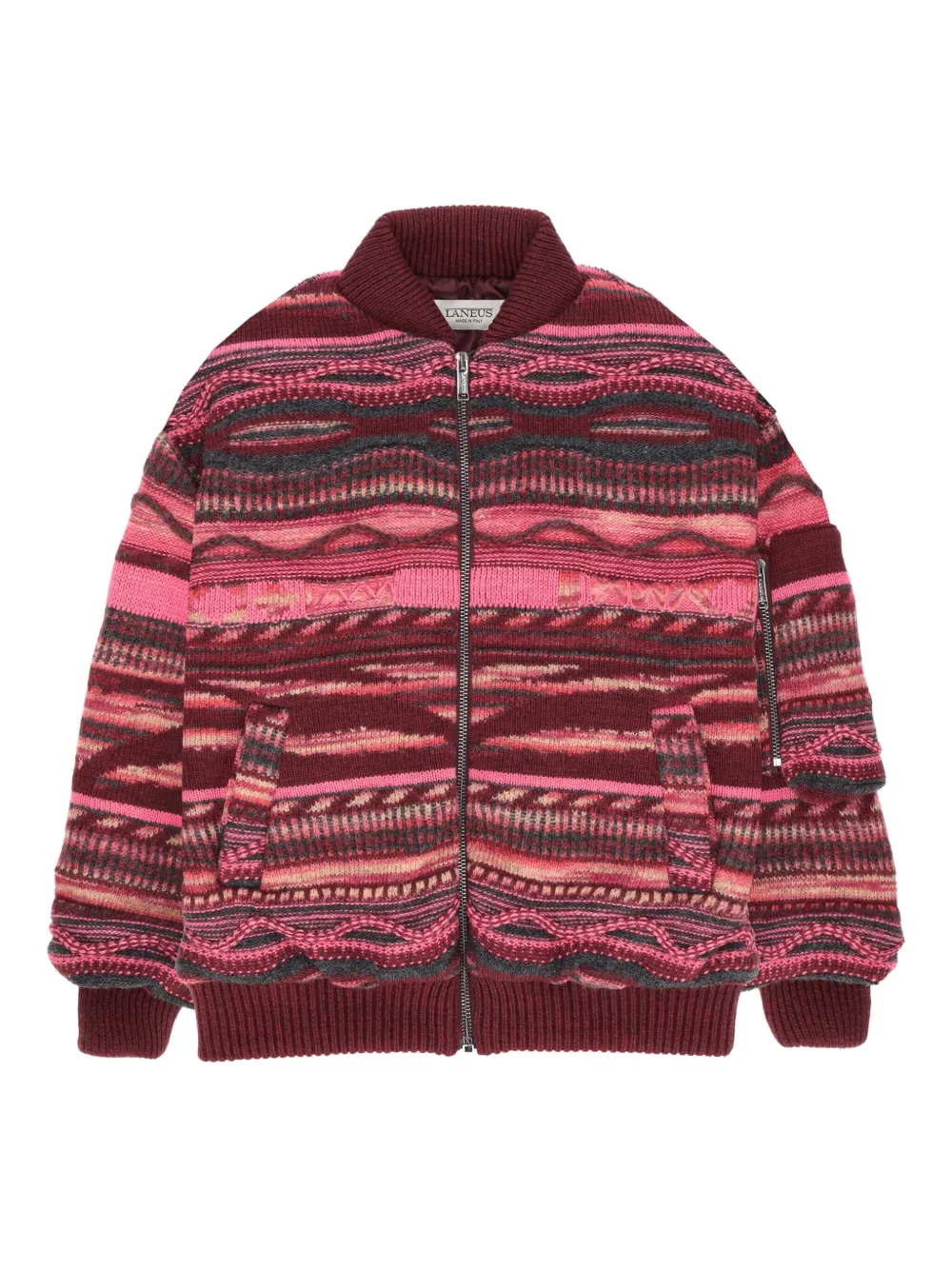 Laneus Knitted Bomber Jacket In Red