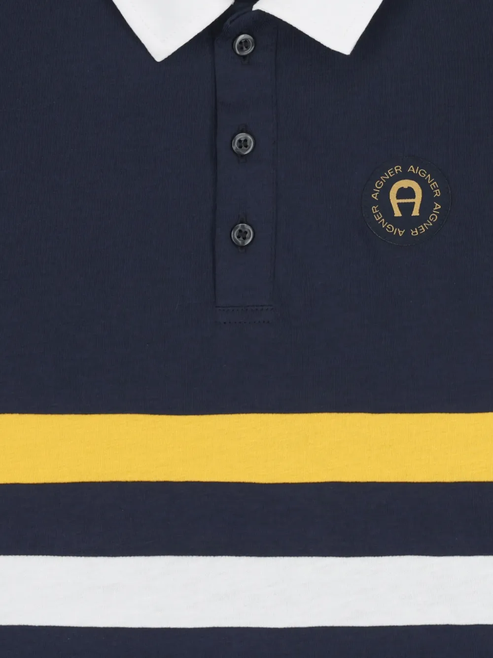 Aigner Kids long-sleeve stripe polo shirt Blauw