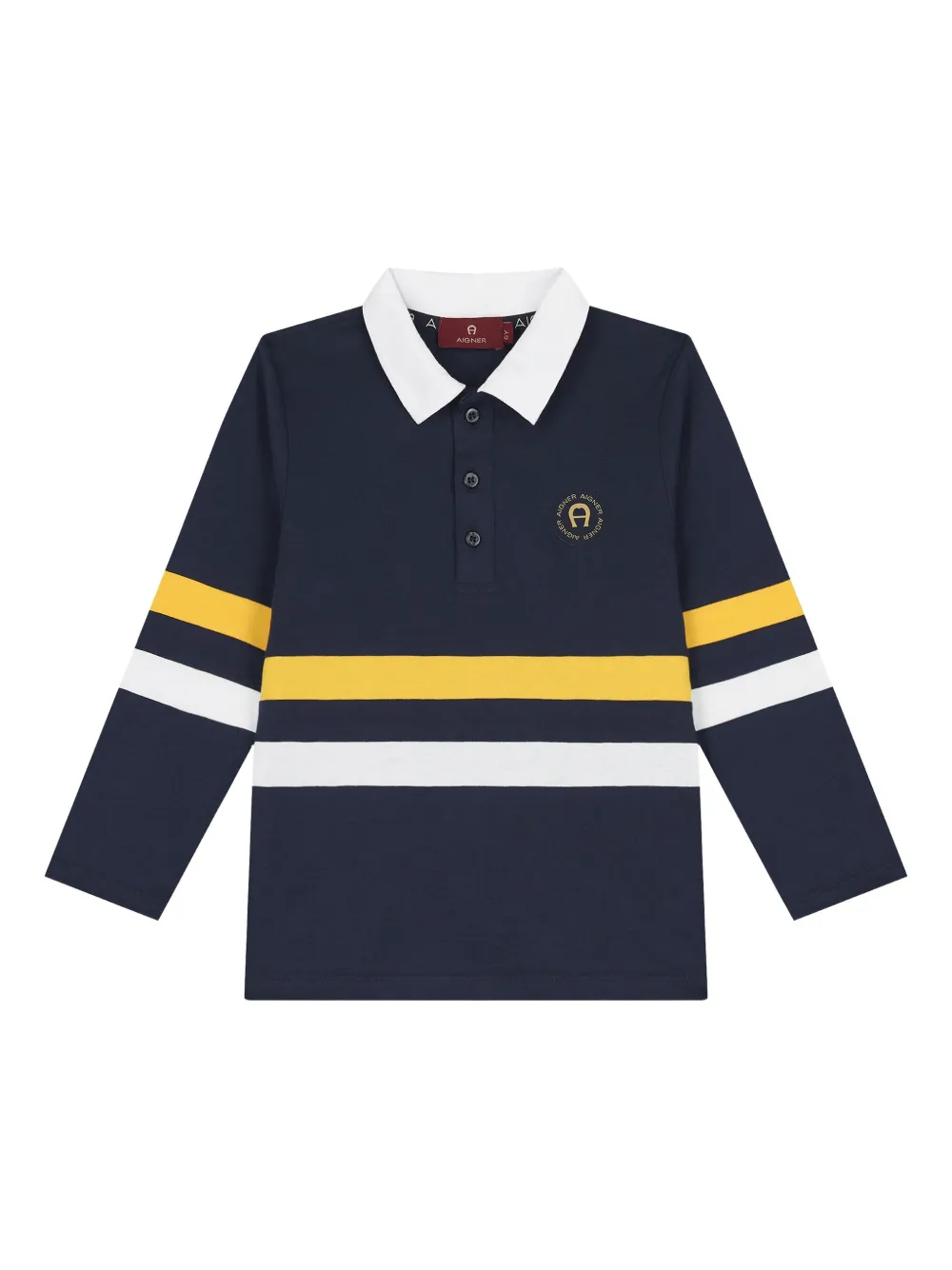 Aigner Kids long-sleeve stripe polo shirt Blauw