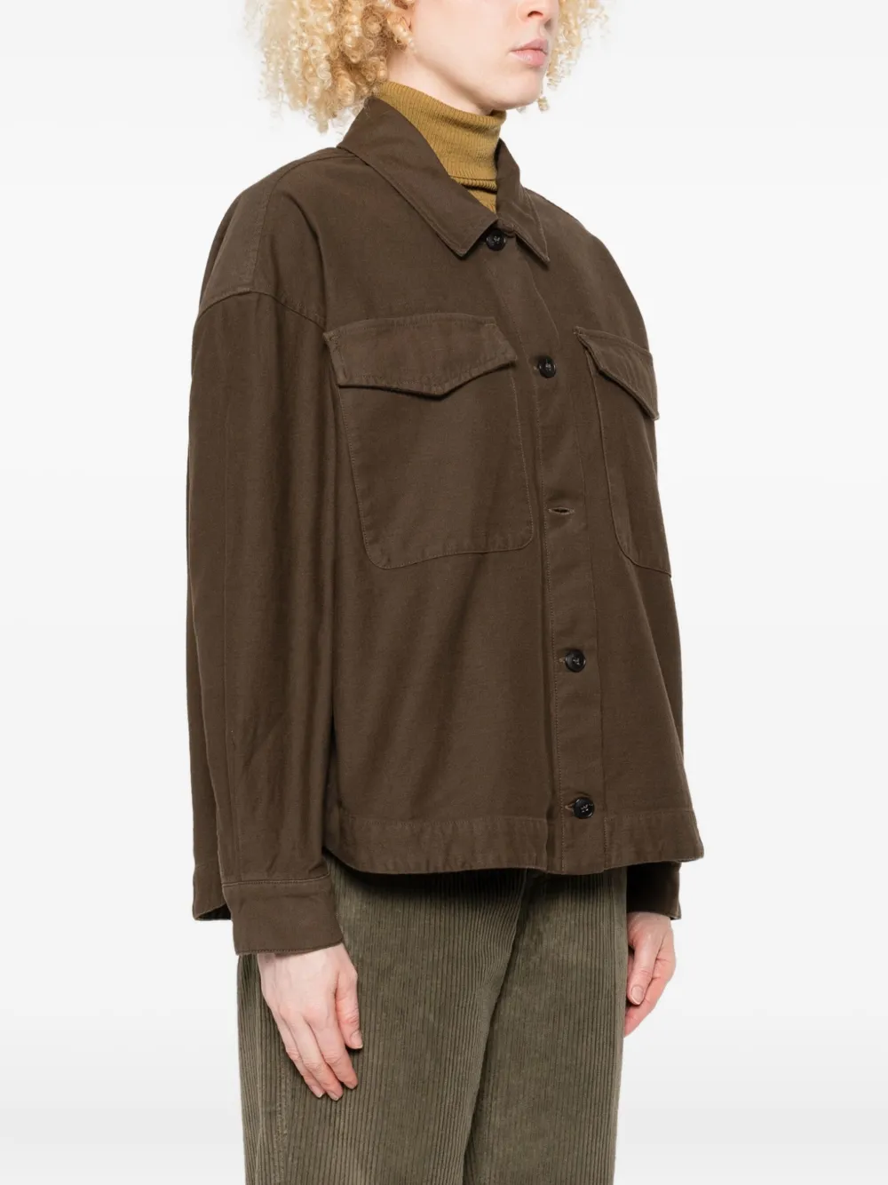 TRUE AVENUE Katoenen shirtjack met dubbele zak Groen
