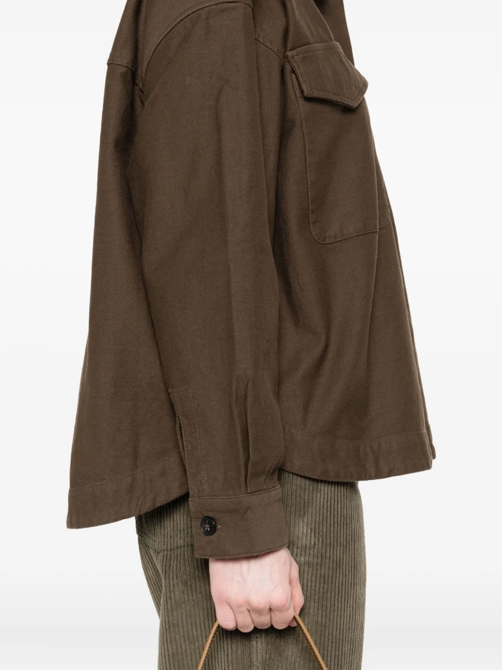 TRUE AVENUE Katoenen shirtjack met dubbele zak Groen