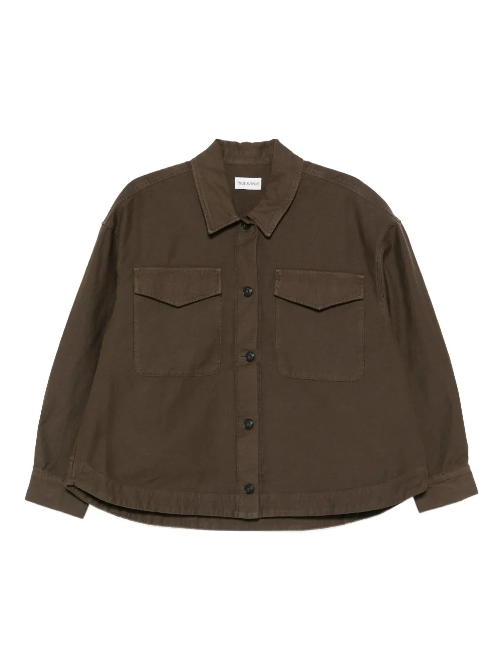 TRUE AVENUE Katoenen shirtjack met dubbele zak Groen