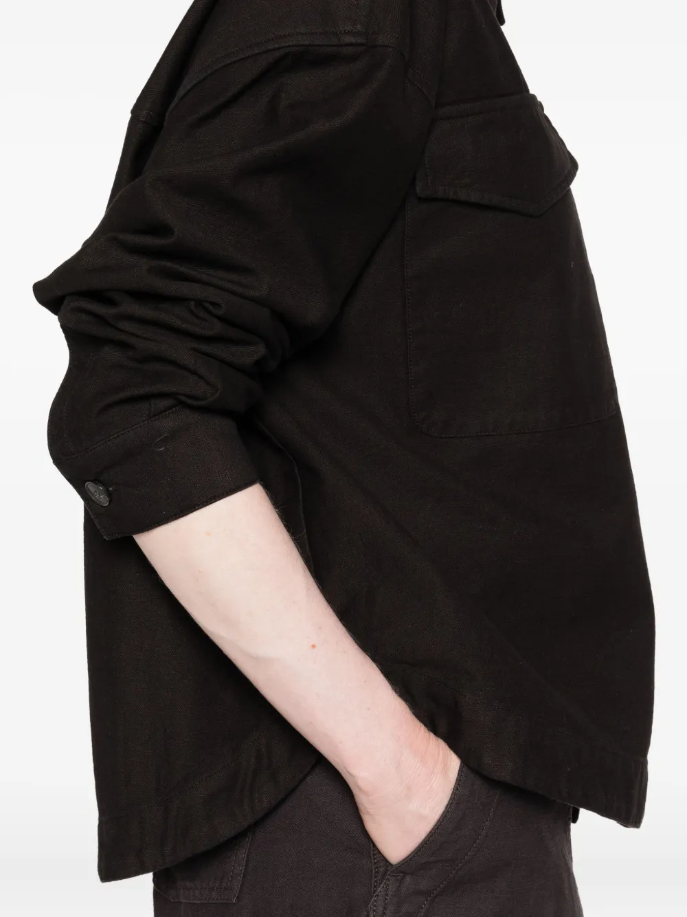 TRUE AVENUE Katoenen shirtjack met dubbele zak Zwart
