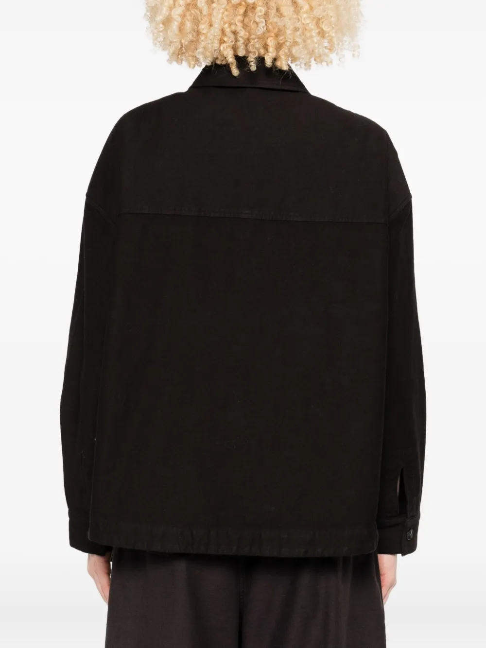 TRUE AVENUE Katoenen shirtjack met dubbele zak Zwart