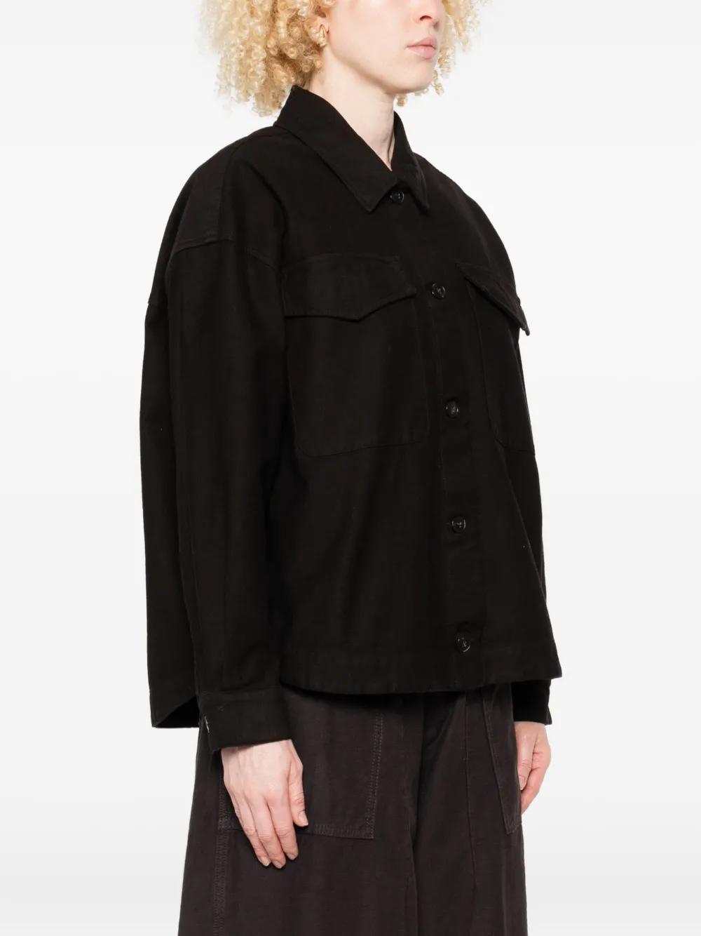 TRUE AVENUE Katoenen shirtjack met dubbele zak Zwart