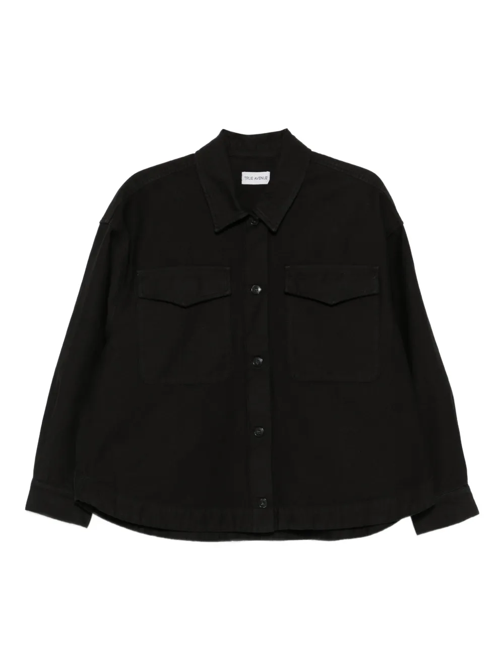 TRUE AVENUE Katoenen shirtjack met dubbele zak Zwart