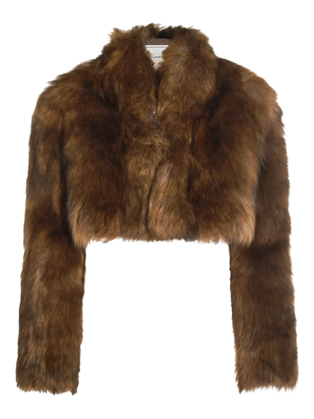 Blumarine Cropped High-neck Coat In Brown