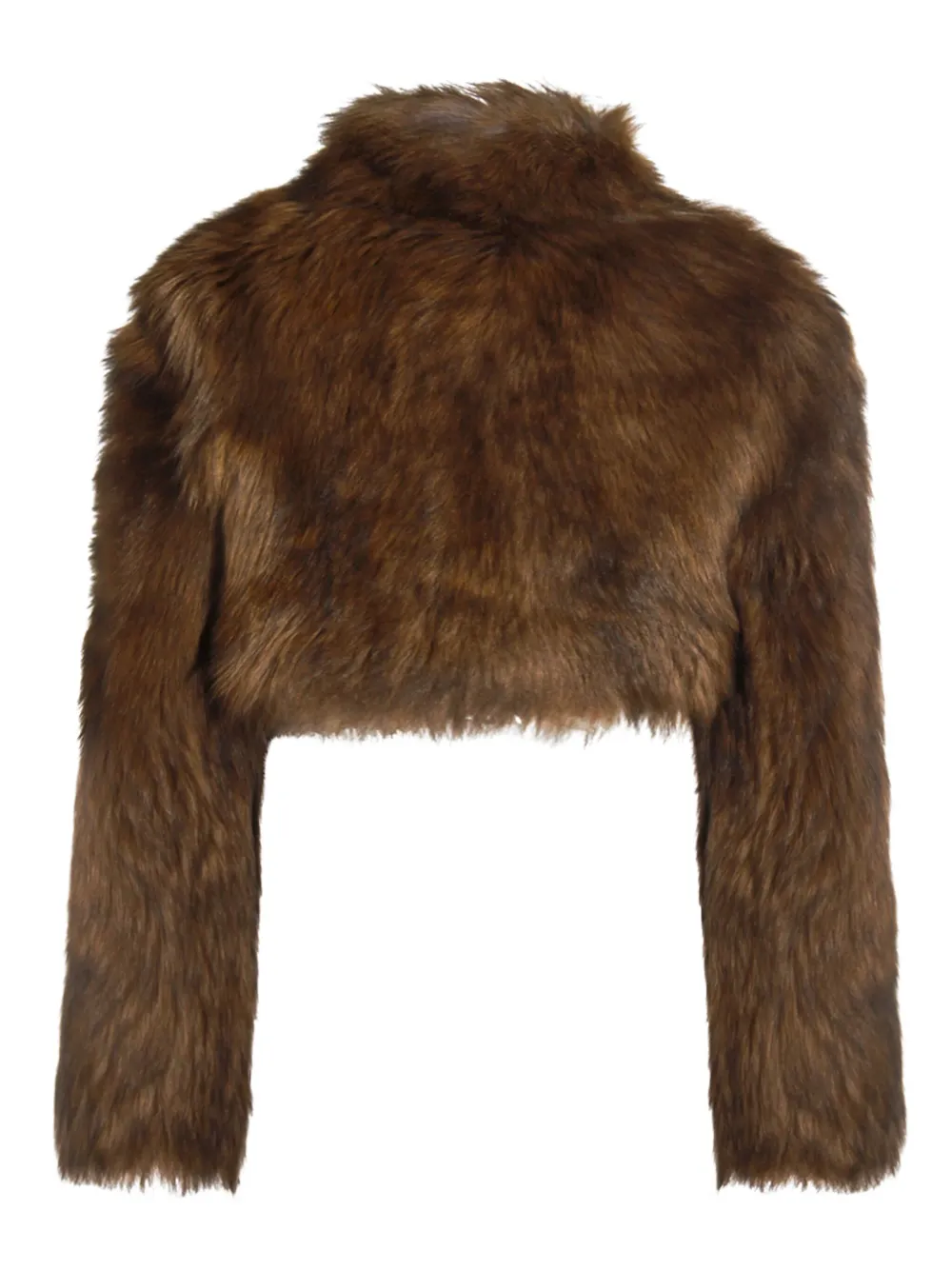 Blumarine Cropped High-neck Coat In Brown