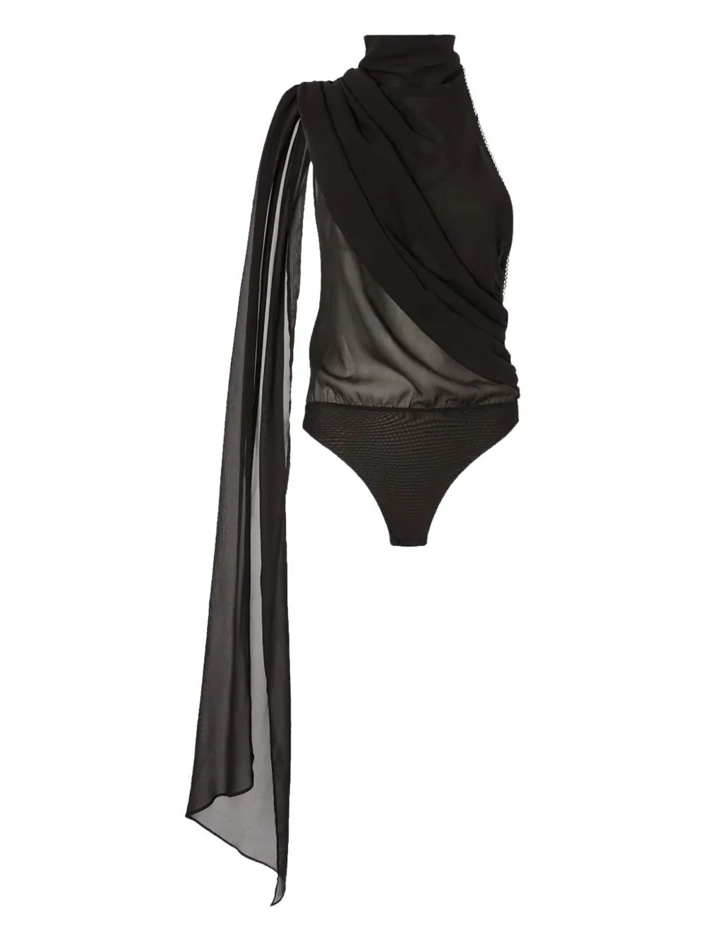draped cape bodysuit