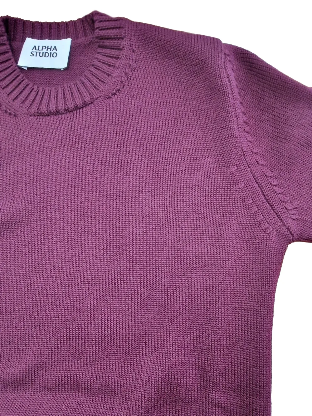 Alpha Studio Round-neck Wool Sweater In Purple
