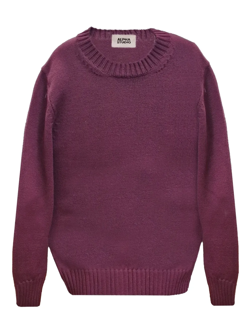 Alpha Studio Round-neck Wool Sweater In Purple