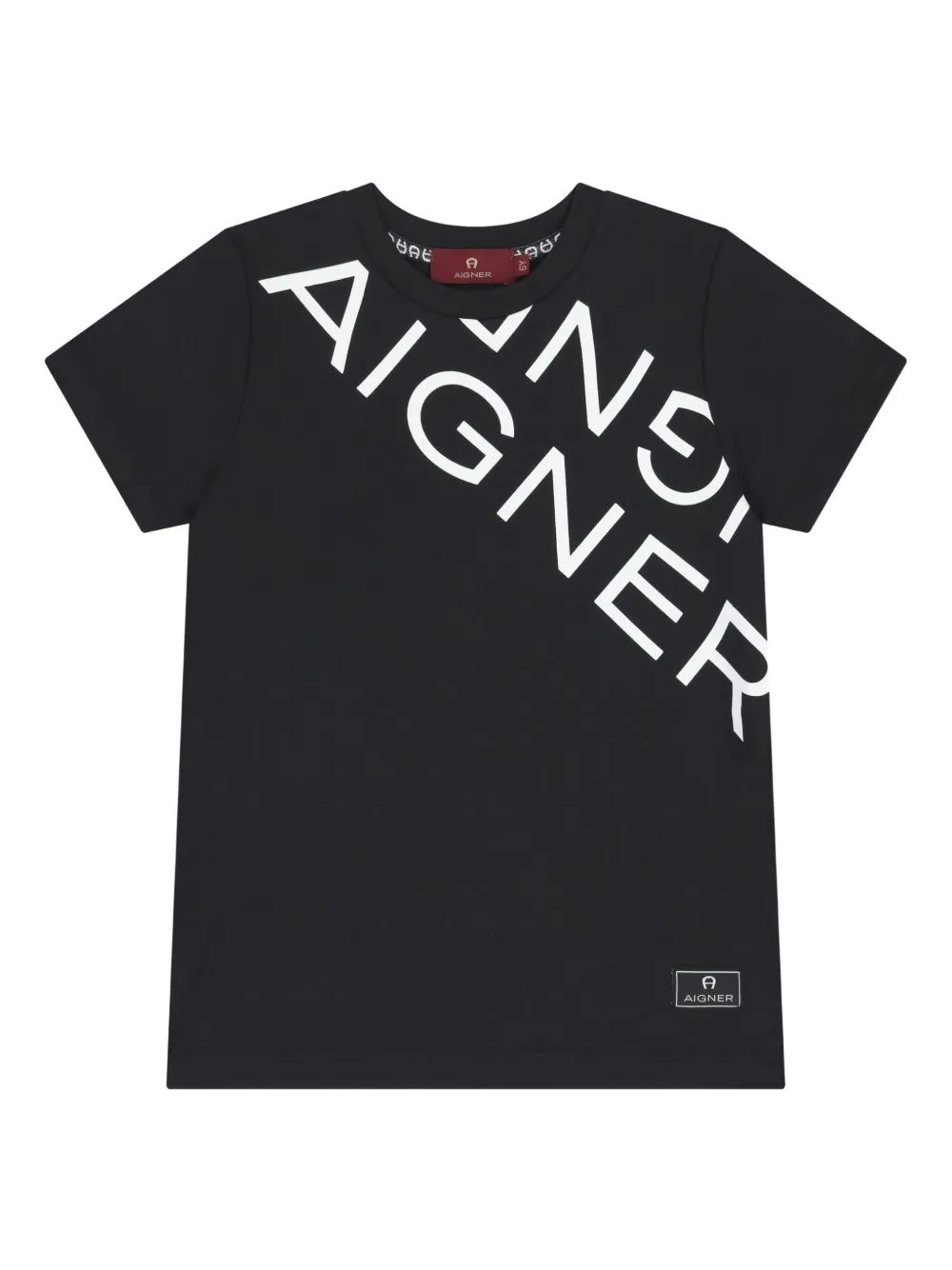 Aigner Kids diagonal-logo T-shirt Zwart
