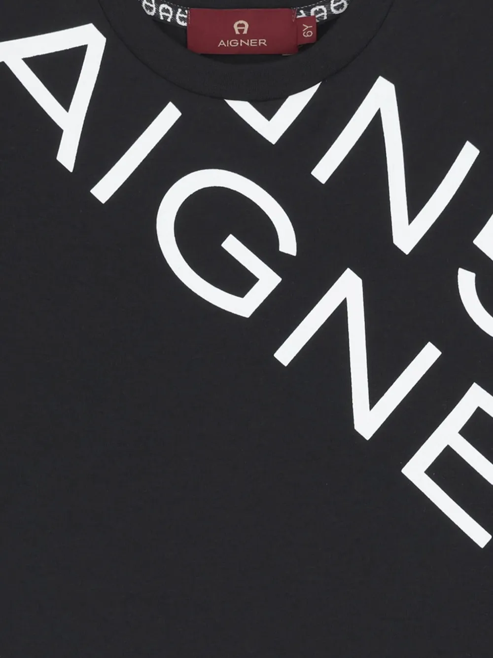 Aigner Kids T-shirt met diagonaal logo Zwart