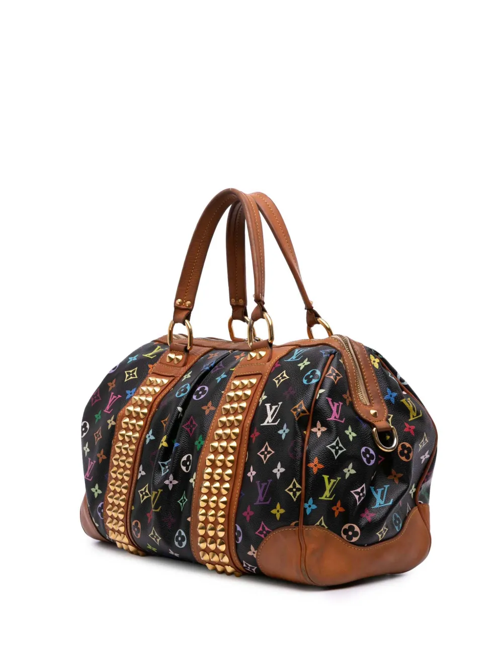 Pre-owned Louis Vuitton 2002 Monogram Multicolore Courtney Mm Satchel In Black