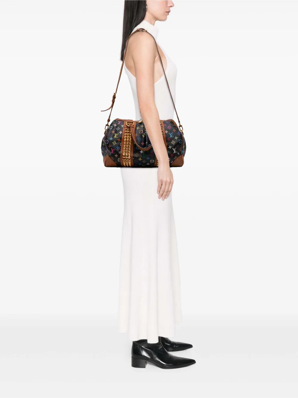 Pre-owned Louis Vuitton 2002 Monogram Multicolore Courtney Mm Satchel In Black