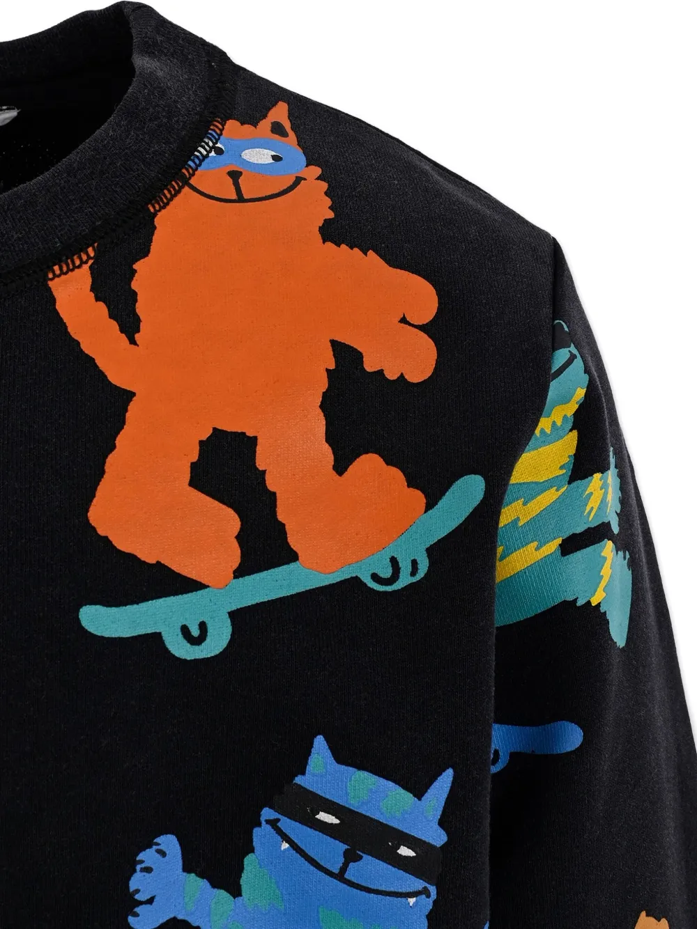 Stella Mccartney Skateboarding-cats Shorts Set In Black