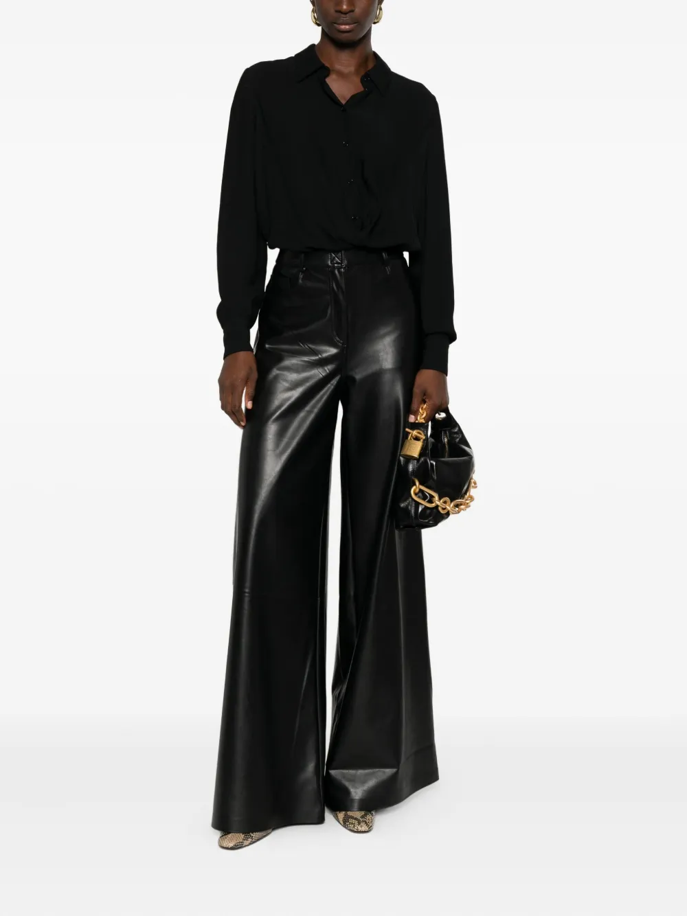 Elisabetta Franchi Body met gedraaid detail en knoop - Zwart
