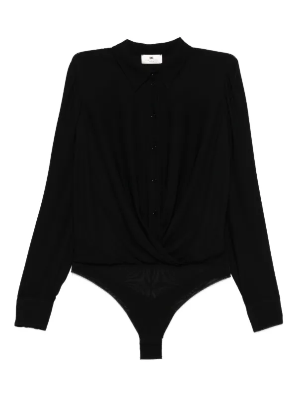 Elisabetta Franchi twist-front Button Bodysuit | Black | FARFETCH CA
