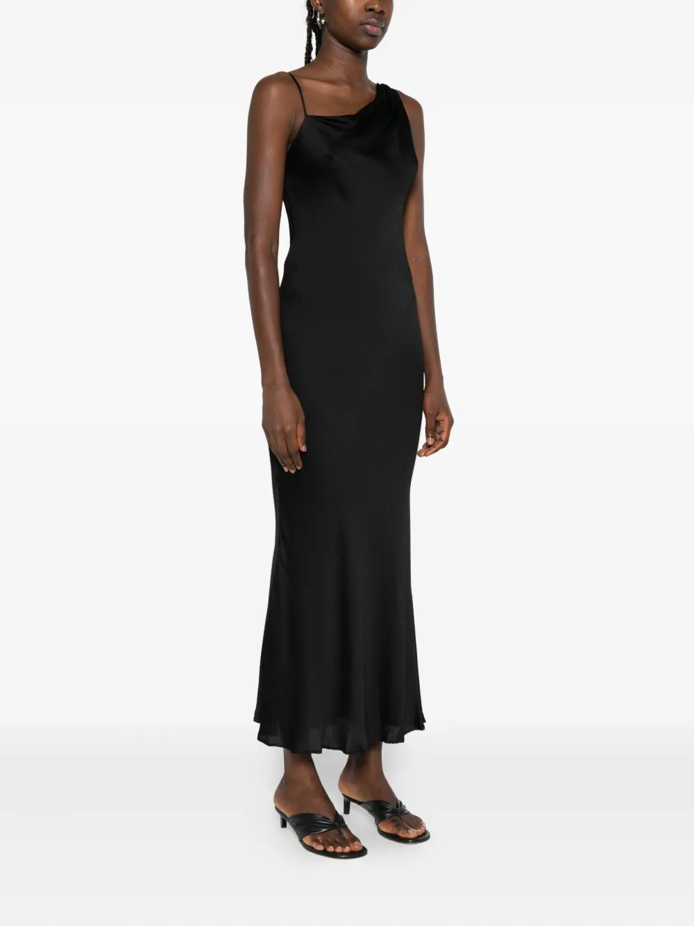 TWINSET Asymmetrische midi-jurk met col Zwart