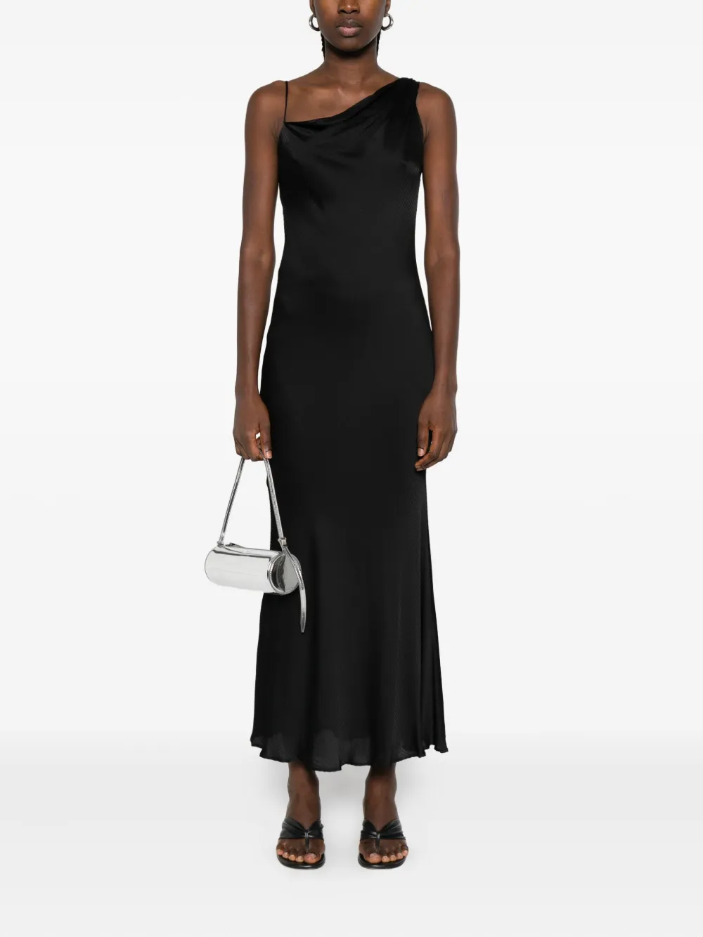 TWINSET Asymmetrische midi-jurk met col - Zwart
