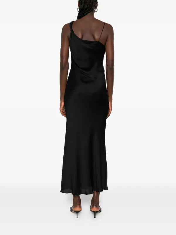twinset one shoulder satin dress TWINSET cowl-neck one-shoulder Midi Dress | Black
