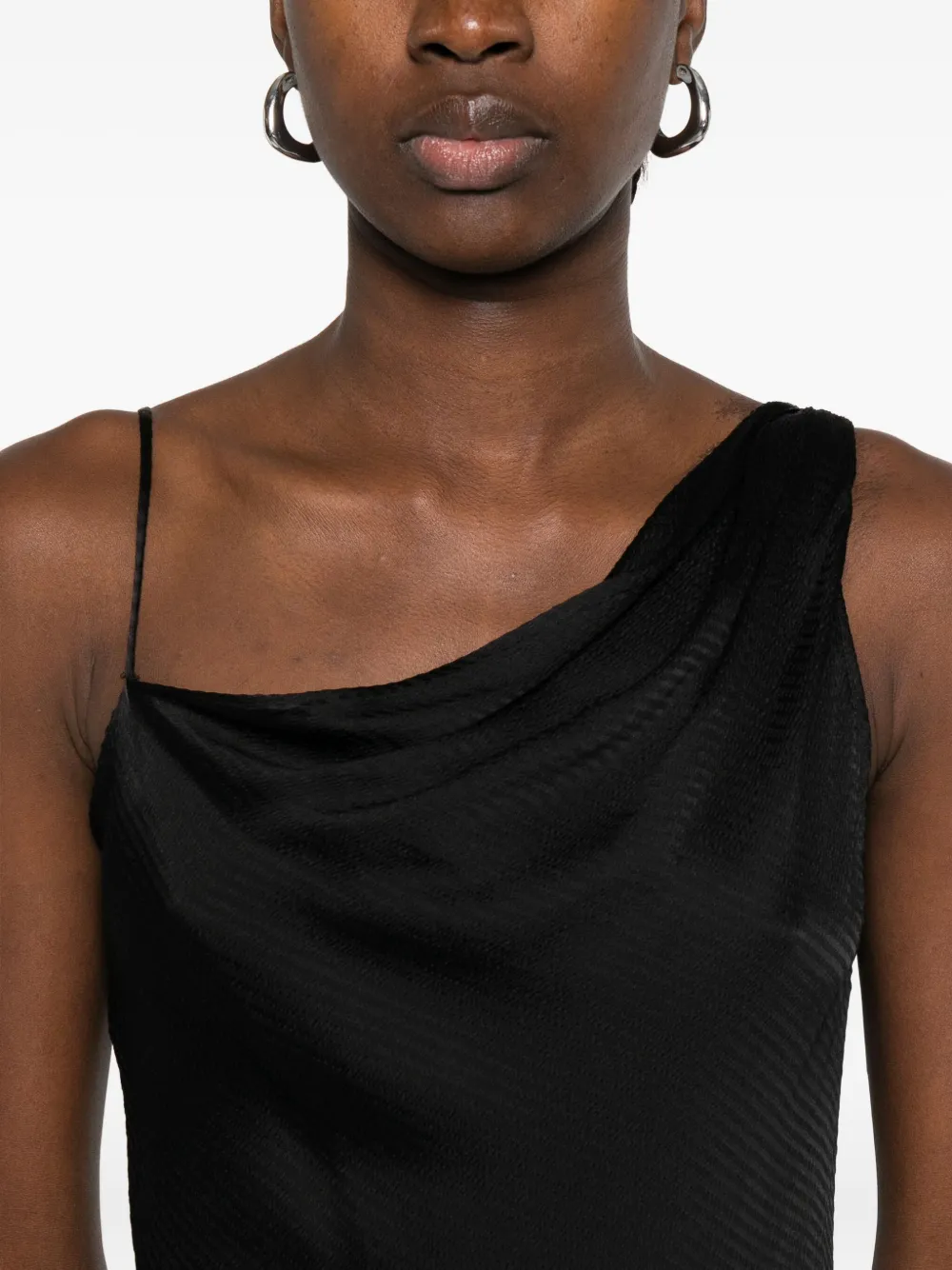TWINSET Asymmetrische midi-jurk met col Zwart