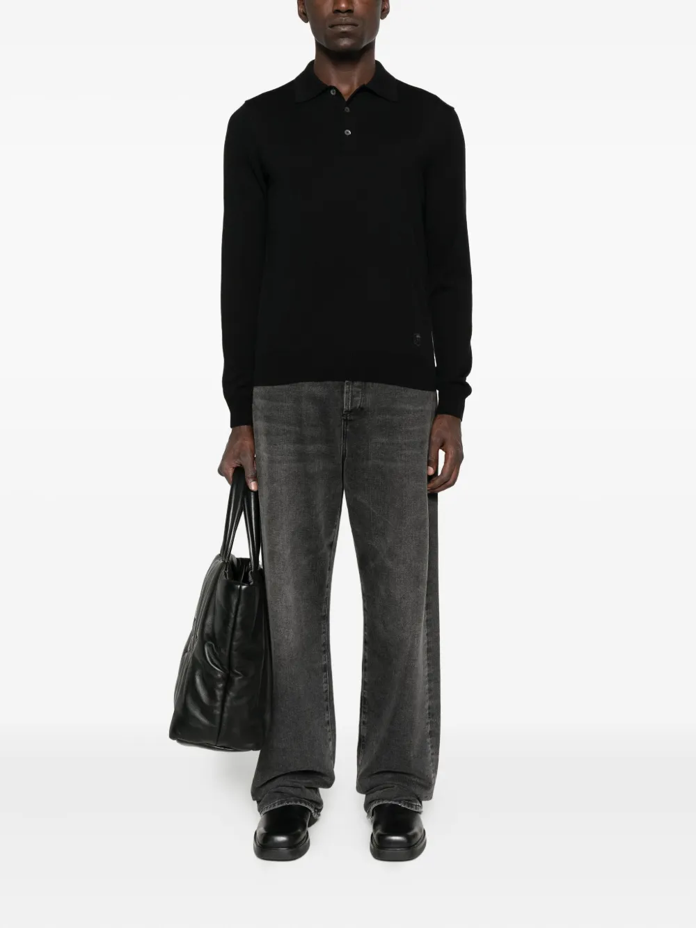 Corneliani long-sleeve polo shirt - Zwart