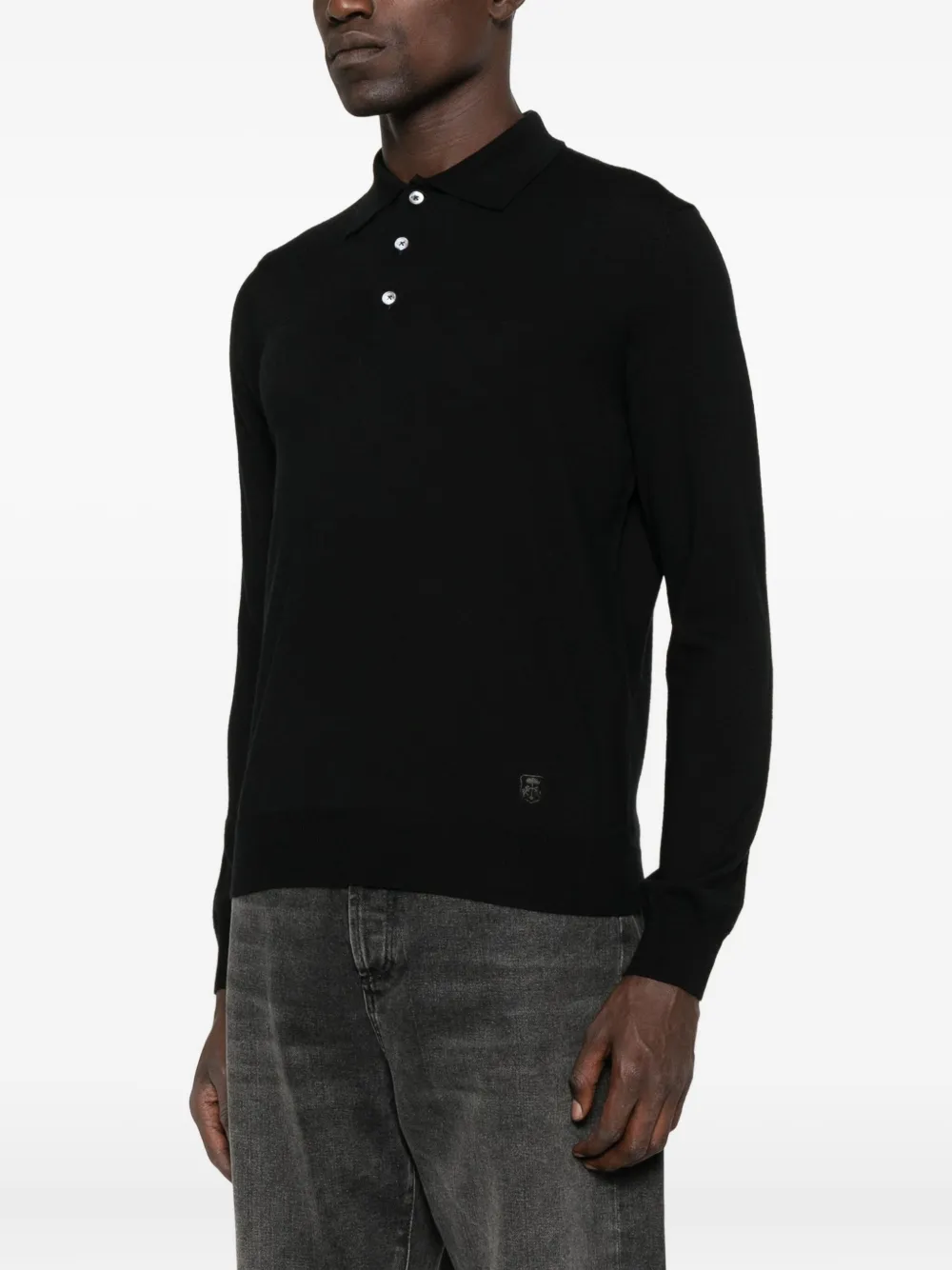 Corneliani Poloshirt met lange mouwen Zwart