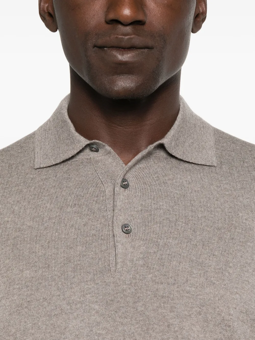 Tagliatore Poloshirt met lange mouwen Beige