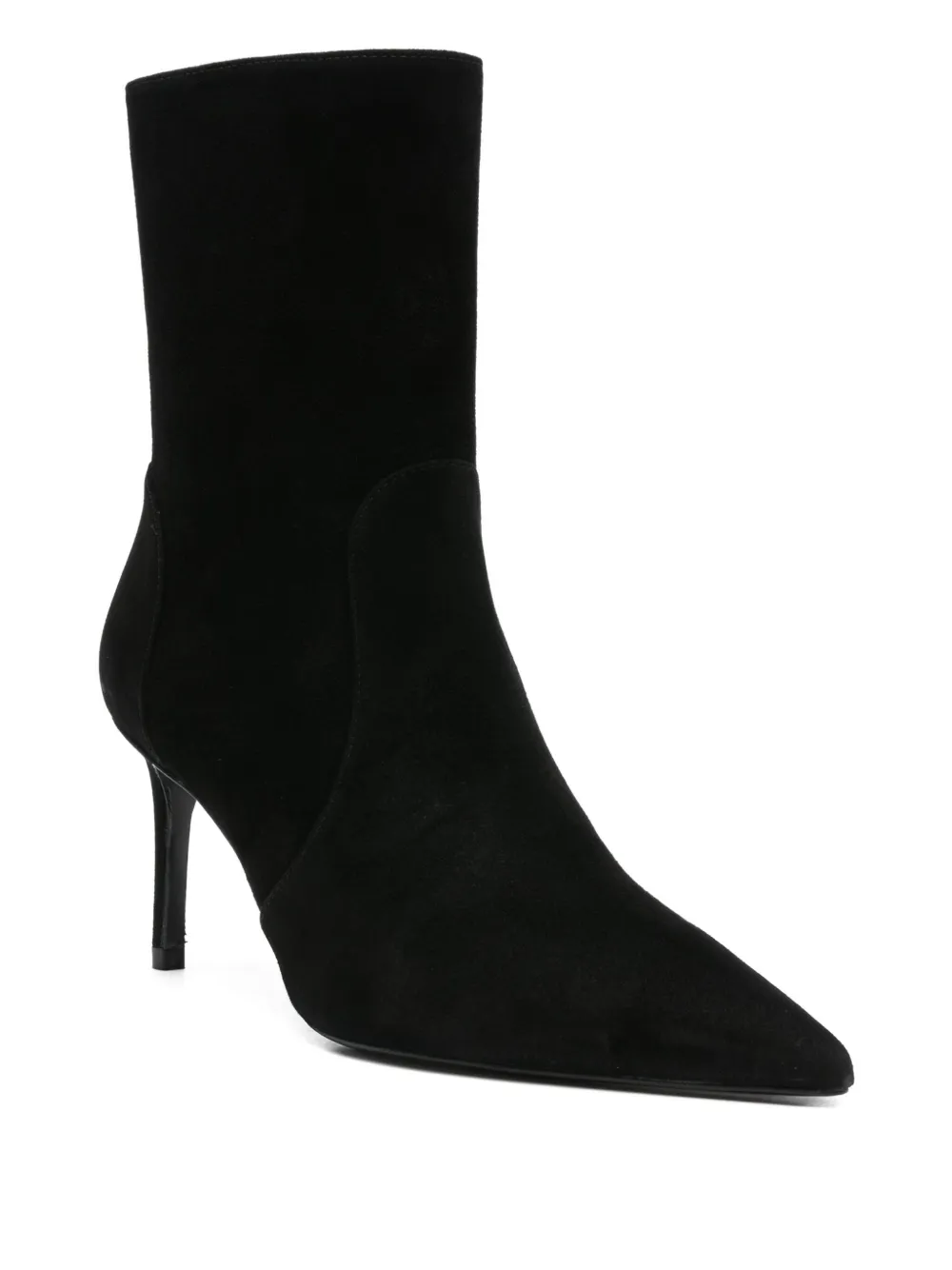 Stuart Weitzman Pointed-toe Suede Boots In Black