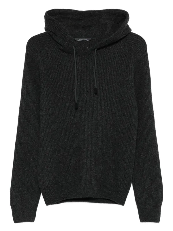 Tagliatore Ribbed Hoodie in Grey